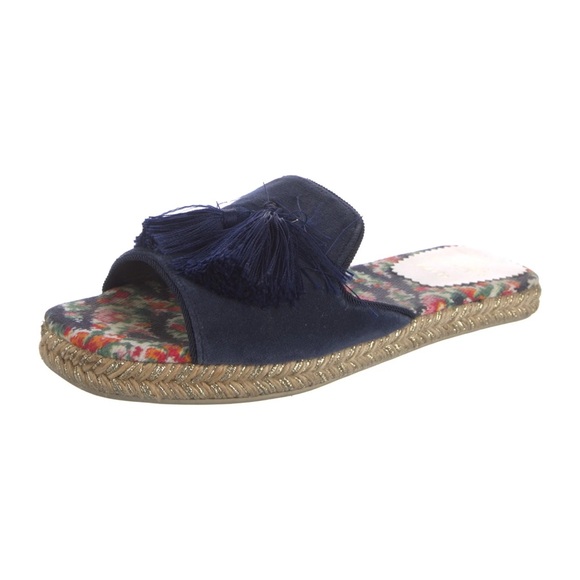 Christian Louboutin Dark Blue Espadrilles with Floral Insole - Picture 2 of 6